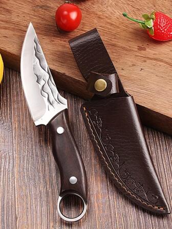 1 pieza Cuchillo multiusos de acero hecho a mano para cocina, frutas, carne, camping, actividades al aire libre y barbacoa
