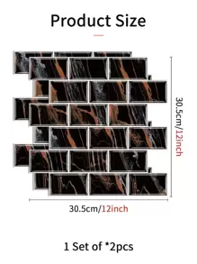 2pcs Marble Pattern Kitchen Sticker, PVC Self Adhesive Wall Paper For Kitchen