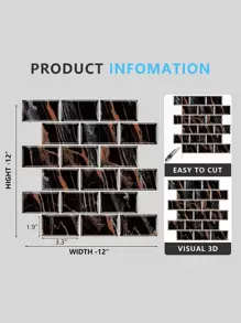 2pcs Marble Pattern Kitchen Sticker, PVC Self Adhesive Wall Paper For Kitchen