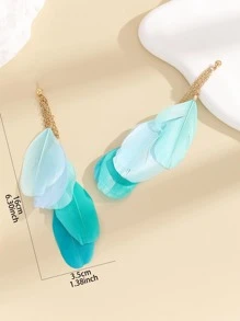 Bông tai thả trang trí lông vũ - Màu xanh bạc hà - Xem 3