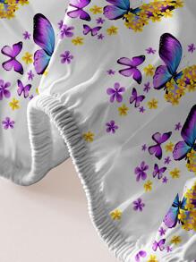 Draps housse à motif de papillon, drap-housse moderne avec bande élastique, pour chambre à coucher