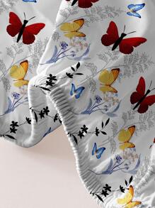 Butterfly Pattern Fitted Sheet, Modern Elastic Band Fitted Sheet, For Bedroom