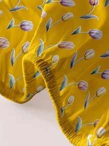 Tulip Pattern Fitted Sheet, Modern Elastic Band Fitted Sheet, For Bedroom - Multicolor - View 5
