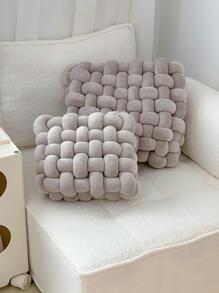 1入組編織設計裝飾枕北歐淺灰色絨布抱枕沙發 - 淺灰色 - 查看 1