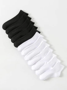 12pairs Women Solid Casual Ankle Socks For Daily Life - Black and White - View 2