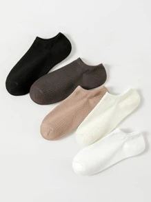 5pairs Women Solid Invisible Socks Casual For Daily Life - Multicolor - View 3