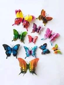 12入組3D蝴蝶牆貼 - 彩色 - 查看 5