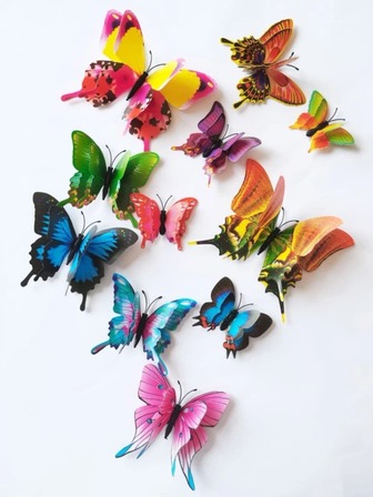 12入組3D蝴蝶牆貼