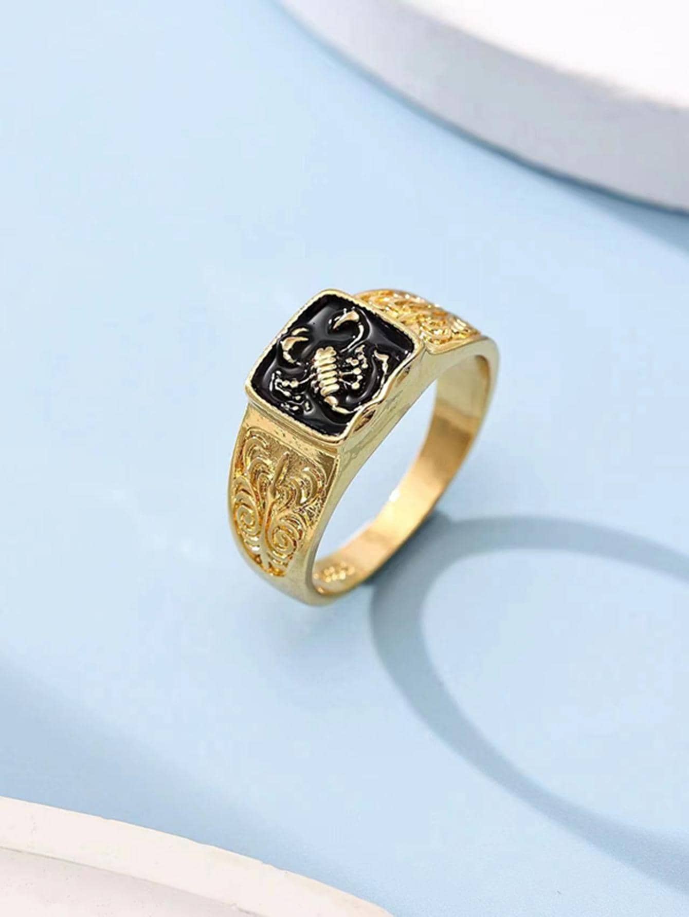 男士蠍裝飾戒指,適用於首飾類禮品和派對 - 金黃色 - 查看 1