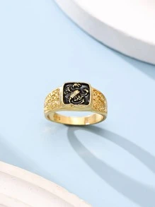 男士蠍裝飾戒指,適用於首飾類禮品和派對 - 金黃色 - 查看 2