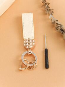 1pc Women Rhinestone & Faux Pearl Decor Fashionable Keychain For Daily Life - Multicolor - View 2