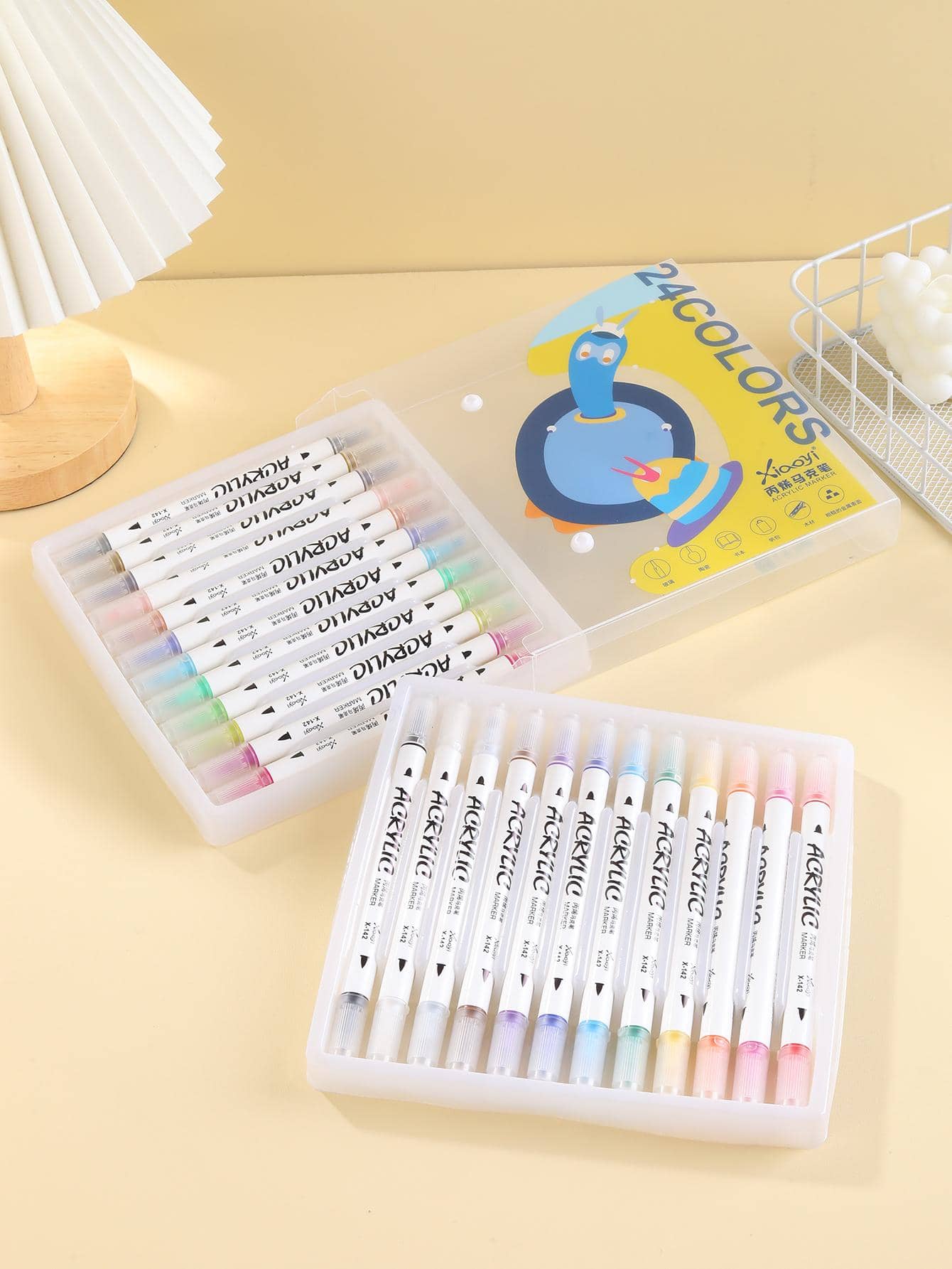 Bộ 24 Bút Dạ Hai Đầu, Bút Màu Đa Năng Cho Học Sinh - Trong sáng - Xem 1