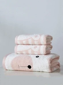 1 khăn tắm họa tiết gấu hoạt hình hoặc 1 khăn mặt, khăn lau nhà màu hồng dễ thương - Hồng - Xem 1