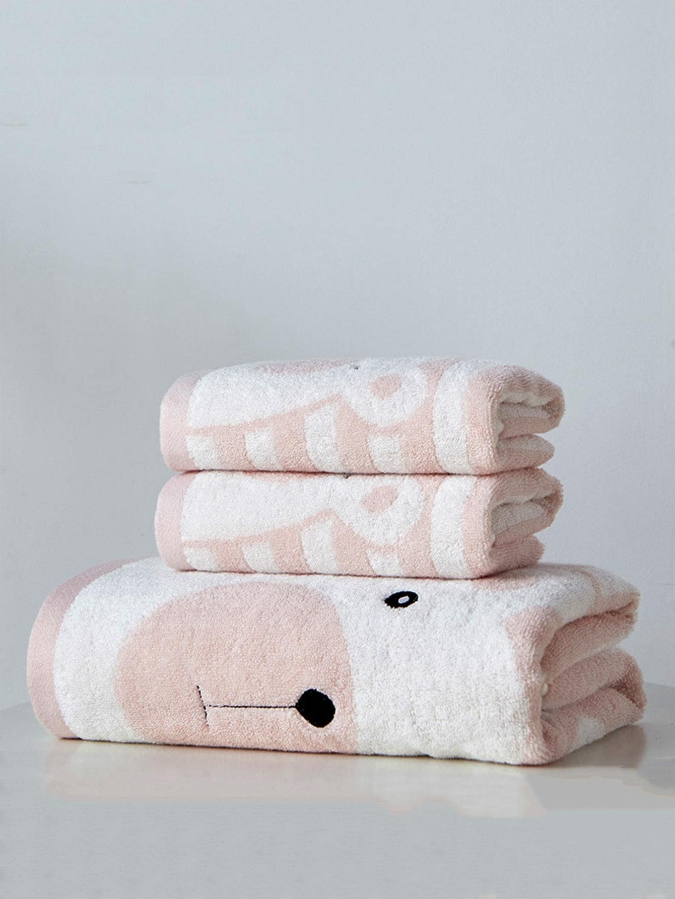 1 khăn tắm họa tiết gấu hoạt hình hoặc 1 khăn mặt, khăn lau nhà màu hồng dễ thương - Hồng - Xem 1