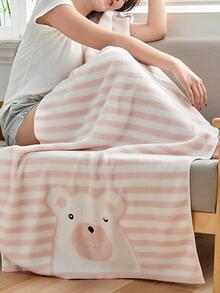 1 khăn tắm họa tiết gấu hoạt hình hoặc 1 khăn mặt, khăn lau nhà màu hồng dễ thương - Hồng - Xem 3