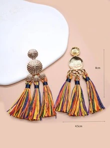 流蘇裝飾耳墜 - 彩色 - 查看 3