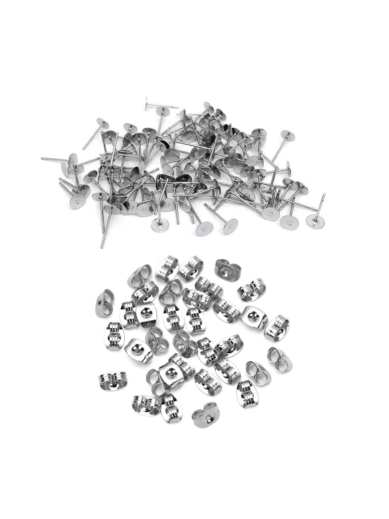 100 Cái/bộ Thường Bằng Thép Không Gỉ Tối Giản Tự Làm Bông Tai Bông Căn Cứ & Pin Dành Cho Nữ Trang Sức Làm - Rô-đi-um - Xem 1