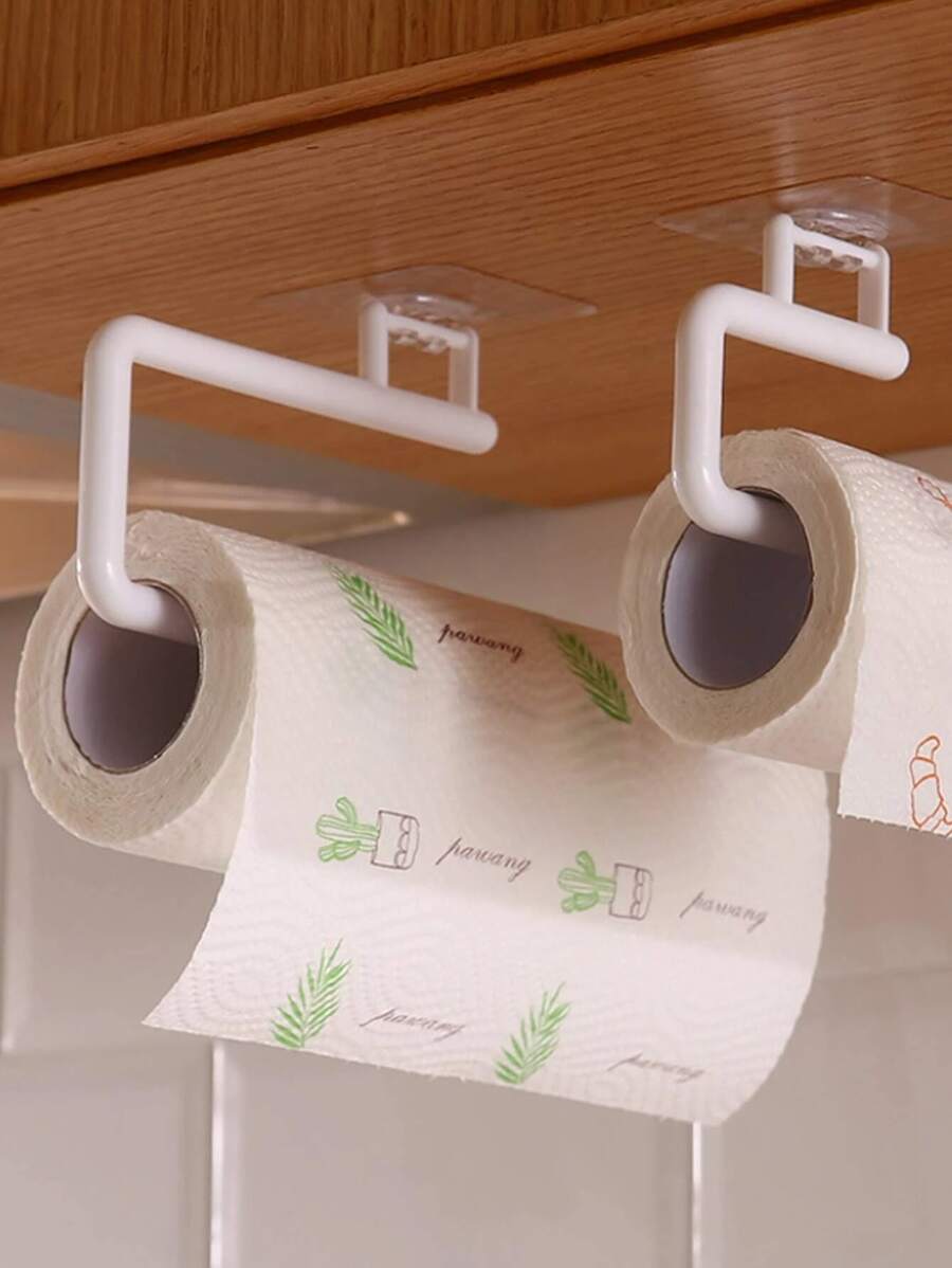 1 Miếng Phòng bếp Khăn giấy Giá đỡ Với móc Đối với Giẻ Và Nhựa Bọc Lưu trữ - trắng - Xem 1