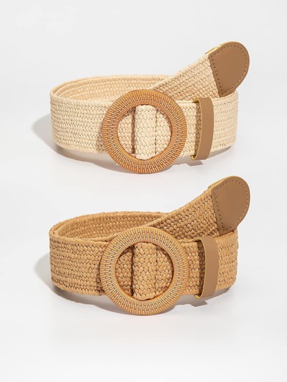 2 piezas Cinturones de paja trenzada estilo bohemio para mujer, para verano, escuela, otoño, Halloween