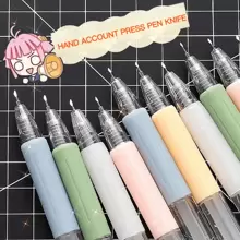 1 cái/gói Dao tiện ích nghệ thuật Kawaii Dao bút Cắt nhãn dán Dụng cụ cắt sổ lưu niệm Hộp đựng dao nhanh Đồ dùng học tập Đồ dùng thủ công DIY - Màu vàng - Xem 2