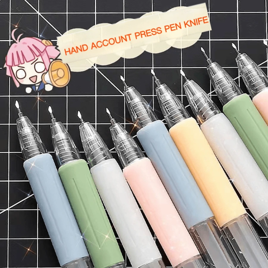 1 cái/gói Dao tiện ích nghệ thuật Kawaii Dao bút Cắt nhãn dán Dụng cụ cắt sổ lưu niệm Hộp đựng dao nhanh Đồ dùng học tập Đồ dùng thủ công DIY