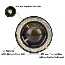 2 Led Angel Eye Fog Headlights 3/3.5 Inch Universal Auto 89mm - 紅色 - 查看 5