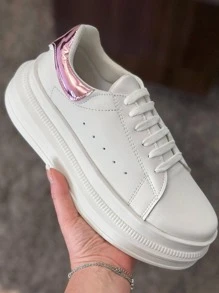 Tenis HalSch ZEUS Mujer Moda Plataforma Cómodos Elegantes Casuales Ligeros - Modernos, combinan con todo - El mejor regalo de dama para Novia, Hija, Esposa, Mama, Amiga, Aniversario, San Valentín, Día de las madres, Navidad, Cumpleaños - Rosa - Ver 2