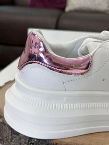 Tenis HalSch ZEUS Mujer Moda Plataforma Cómodos Elegantes Casuales Ligeros - Modernos, combinan con todo - El mejor regalo de dama para Novia, Hija, Esposa, Mama, Amiga, Aniversario, San Valentín, Día de las madres, Navidad, Cumpleaños - Rosa - Ver 5