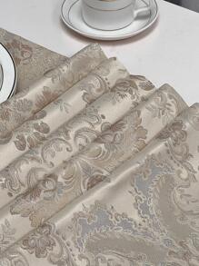 1入組花卉提花流蘇裝飾桌旗米色滌綸餐桌裝飾襯墊適用於餐桌 - 米色 - 查看 6