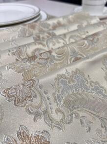 1入組花卉提花流蘇裝飾桌旗米色滌綸餐桌裝飾襯墊適用於餐桌 - 米色 - 查看 7