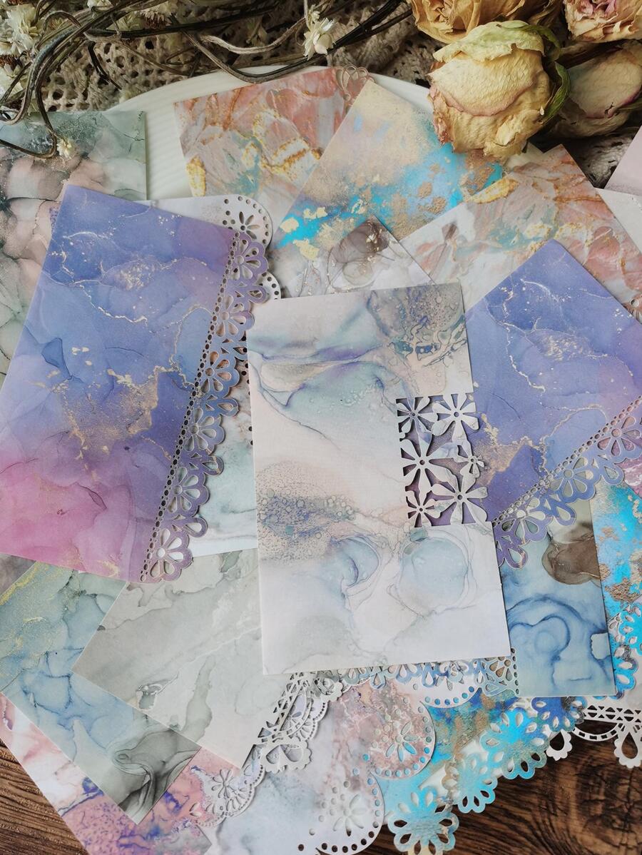 20 Cái/gói Hoa Văn Đá Cẩm Thạch Rỗng Ra Chất Liệu Giấy, Giấy Thủ Công Trang Trí Đa Năng Sáng Tạo Cho Thủ Công DIY, Tài Khoản Cầm Tay - Nhiều màu - Xem 1