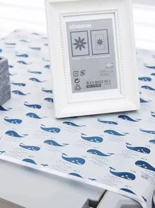 PVC Bọc Tủ Lạnh, Họa Tiết Cá Voi Ngộ Nghĩnh Tủ Lạnh Chống Bụi Dành Cho Hộ Gia Đình - Màu xanh lam - Xem 2