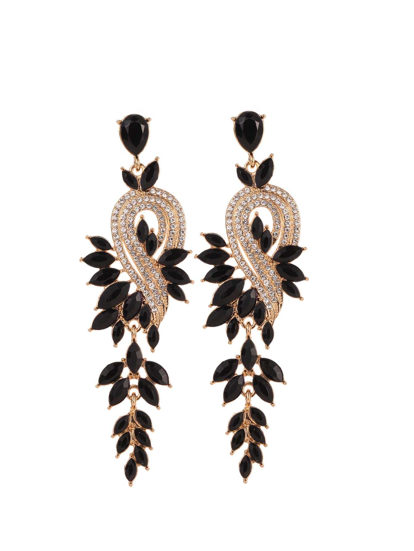 1pair Glamorous Zinc Alloy Rhinestone Drop Earrings For Women For Daily Life