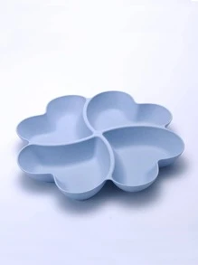 1入組牢不可破的分隔塑膠托盤可重複使用圓形減肥四葉草形狀米色粉紅色藍色綠色隔層塑膠盤適合兒童成人 - 藍色 - 查看 2