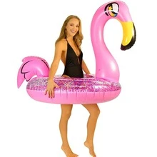 Pool Candy 48" Jumbo Pool Tube (Glitter Flamingo) - Multicolor - View 2