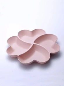 1入組牢不可破的分隔塑膠托盤可重複使用圓形減肥四葉草形狀米色粉紅色藍色綠色隔層塑膠盤適合兒童成人 - 藍色 - 查看 3