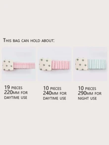 1pc Cactus Print Sanitary Napkin Storage Bag - White - View 2