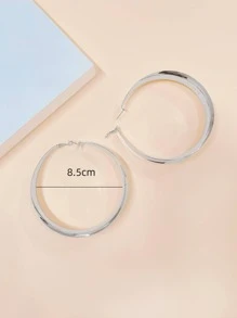 極簡風格圓耳環 - 銀色 - 查看 5