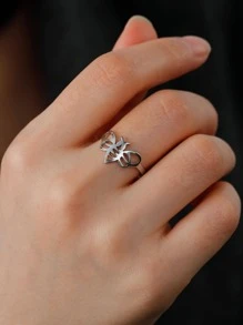 1 Máy Tính Tối Giản Rỗng Ra Ong Trang Trí Nhẫn Cho Nữ Trang Trí Hàng Ngày Quà Tặng Của Bạn Bè - Bạc - Xem 4