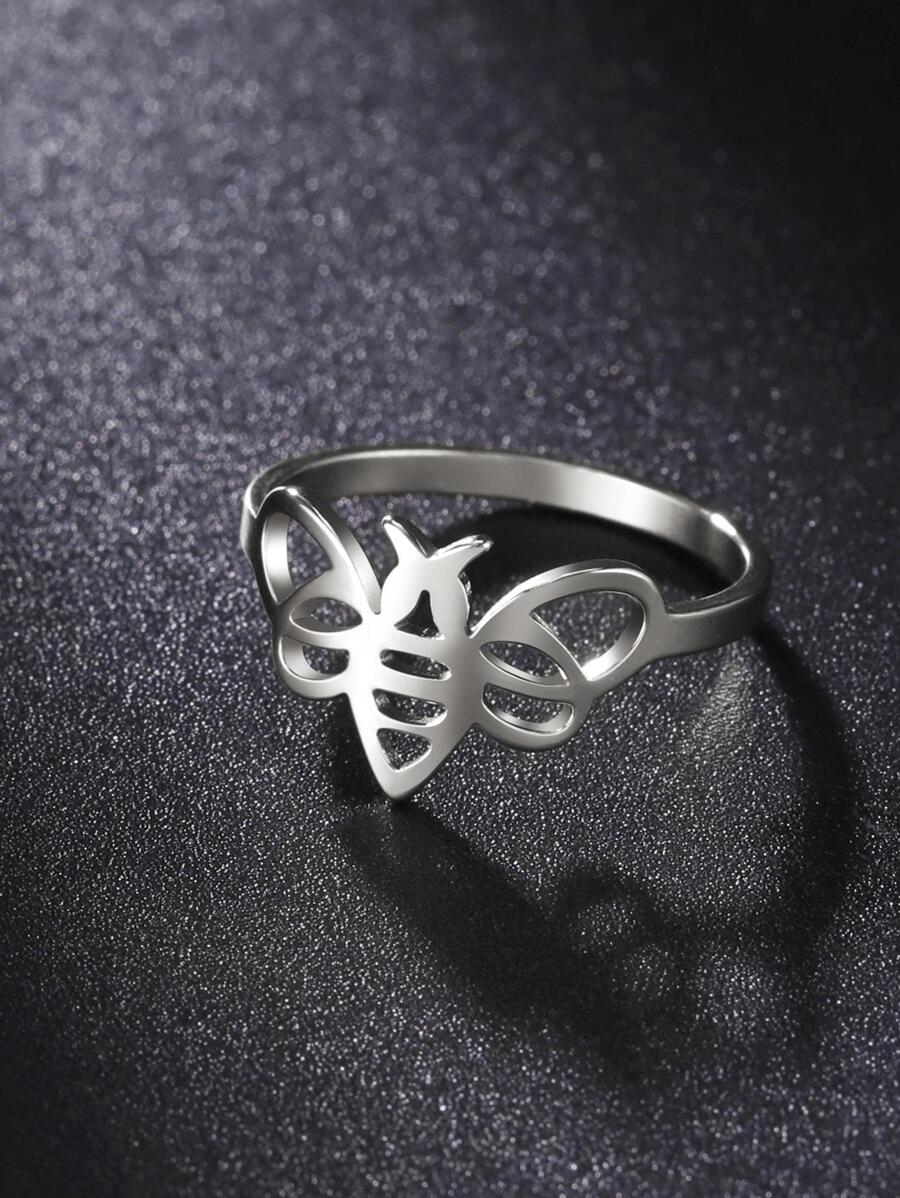 1 Máy Tính Tối Giản Rỗng Ra Ong Trang Trí Nhẫn Cho Nữ Trang Trí Hàng Ngày Quà Tặng Của Bạn Bè - Bạc - Xem 1