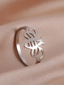 1 Máy Tính Tối Giản Rỗng Ra Ong Trang Trí Nhẫn Cho Nữ Trang Trí Hàng Ngày Quà Tặng Của Bạn Bè - Bạc - Xem 2