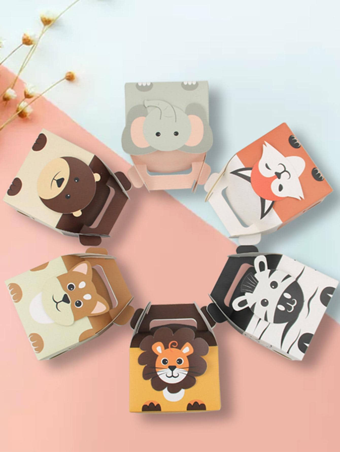 Hộp quà tặng giấy 12 chiếc, Hộp quà tặng thiết kế động vật hoạt hình dễ thương cho gia đình - Nhiều màu - Xem 1