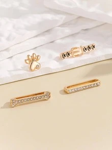 4入组/套創意魅力四射鋅合金水鑽裝飾DIY首飾配件適合女士DIY首飾製作 - 彩色 - 查看 6