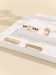 4入组/套創意魅力四射鋅合金水鑽裝飾DIY首飾配件適合女士DIY首飾製作 - 彩色 - 查看 5