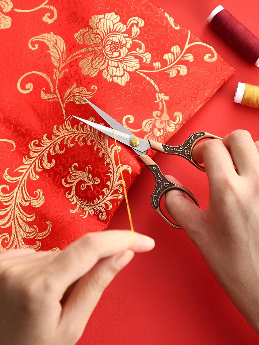 1 May Bằng Thép Không Gỉ Kéo, Retro Chỉ Thêu Di Động Kéo May Vá - Đồng - Xem 1