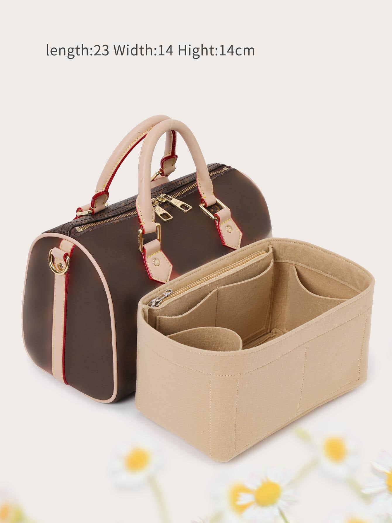 Organisateur de sac à main, organisateur de sac en feutre avec fermeture éclair, forme-sac à main et cabas, pour Speedy 20 25 30 35