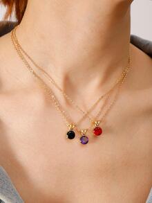 1入組時尚方晶鋯石裝飾吊墜項鍊適合女士適合婚禮