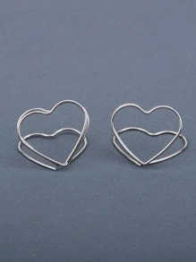 1 件銀色心型商務辦公桌配件美觀名片夾 - 銀色 - 查看 1