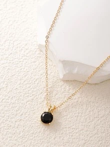 1入組時尚方晶鋯石裝飾吊墜項鍊適合女士適合婚禮