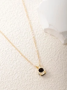 1入組時尚方晶鋯石裝飾吊墜項鍊適合女士適合婚禮